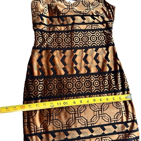Nicole Miller STUDIO Black/Bronze Burnout Stretch Velvet Slip Dress Size 4 - Picture 12 of 17